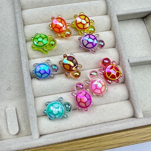 แม่พิมพ์เรซิ่นรูปเต่าเคลือบสีแบบอิเล็กโทรพลาสติก ขายดี พร้อมอุปกรณ์ตกแต่งเรซิ่นรูปเปลือกเต่าลายตารางออโรร่าใสขนาดเล็ก สำหรับตกแต่ง - Product Image 1