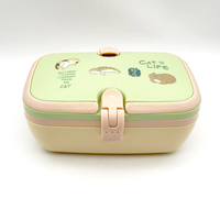 Boîte à lunch en plastique PP, nouvelle arrivée, deux compartiments, conteneur de stockage alimentaire pour micro-ondes avec fourchette et cuillère, portable pour enfants