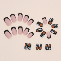 Noir mat presse sur les ongles en gros français Halloween Festival manucure citrouille fantôme faux ongles fini dressing faux ongles