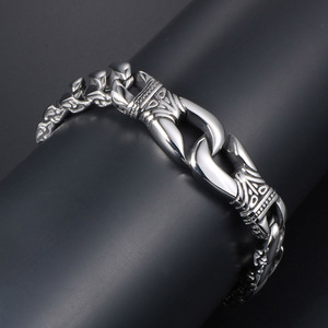 Pulsera de Acero de Titanio con Doble Anillo Entrelazado Estilo Punk Retro, Joyería de Moda para Hombre, Pulsera de Cadena de 18, 21 y 22 cm - Product Image 4