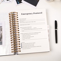 Diario Planificador de Acciones con Diseño de Impresión de Logotipo Personalizado, Organizador Médico NDIS con Protocolo de Emergencia, Cubierta Azul Marino y Encuadernación en Espiral