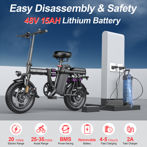 Vélo Électrique <span class=keywords><strong>Pliant</strong></span> Sans Balais à Batterie Lithium 250W, Pneus Larges 14 x 2.125, 48V 15Ah, 25km/h, Confort Tout-Terrain Urbain, Vente en Gros - Product Image 1