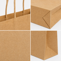 Sac en papier kraft brun écologique avec logo personnalisé et poignées torsadées, sac d'emballage alimentaire recyclable pour boulangerie et boutique