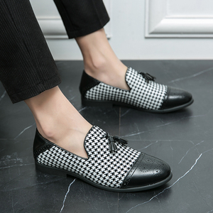 2026 Herren Spitze Goldene Leder-Splicing-Schuhe, Club-Lederschuhe, Formelle Schuhe mit Quasten für Hochzeiten und Partys - Product Image 6