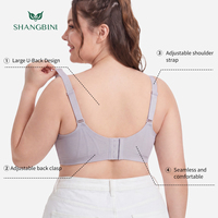 Sujetador deportivo SHANGBINI negro de alto impacto sin costuras, talla grande, copas moldeadas sin aros, ventilación perforada, con laterales acanalados