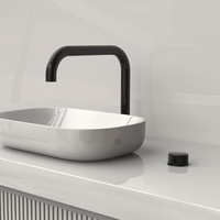 Robinet de lavabo WEIHAO gris anthracite, tube carré, bec courbé à angle droit, poignée moletée, mitigeur chaud/froid pour salle de bain