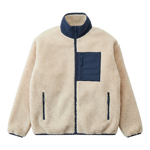 Unisex Loose Fit Soft Shell Woolen <b>Fleece</b> <b>Jacket</b> Breathable Stand Collar Winter Pullover 300g Polyester Lining - Product Image 1