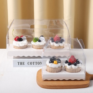 Tùy Chỉnh In Logo 2/3 Pcs Mini Bánh Dâu Tây Bánh Tráng Miệng Hộp PVC Cửa Sổ Trong Suốt Cupcake Hộp Với Xử Lý - Product Image 1