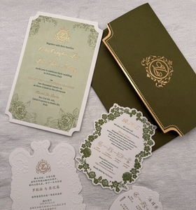 Set di Buste Personalizzate con Logo in Rilievo, Motivi in Rilievo, Testo e Layout Personalizzabili, Adatte per il Tuo Tema Nuziale - Product Image 1