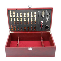 Coffret cadeau en bois et métal personnalisé et durable pour accessoires d'échecs, avec tire-bouchon et logo personnalisé pour entreprises