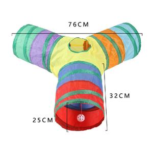 Jouets d'activité pour petits animaux, tunnel pliable arc-en-ciel à 3 voies, pour lapins nains, cochons d'Inde, chatons, lapins - Product Image 6