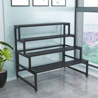 Support à plantes à 3 ou 4 niveaux, style escalier, en métal, porte-plantes en fer pour patio, étagère de jardin, pour grand pot de fleurs, résistant à la rouille