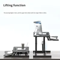 Station de travail mobile pliable à hauteur réglable avec cadre en métal