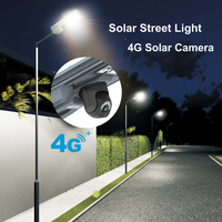 Panel surya bertenaga baterai lampu jalan LED 800W 4G CCTV IP keamanan kamera AI dengan SIM Slot kartu untuk taman halaman pencahayaan