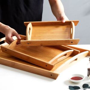 Bandeja de Servicio de Bambú Natural Multiusos, de Gran Capacidad, con Asa, para Fiestas, Picnics y Herramientas de Sala de Estar, Tamaño Personalizado, Grado Alimenticio - Product Image 3