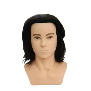 Модель головы для мужчин, настоящая голова для практики парикмахерской, голова для моделирования, кукла с натуральными волосами, Мужская голова для обучения парику