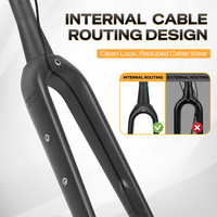 RACEDUEL Carbon-Rennradgabel 700C*45mm Carbonfaser-Gravel-Fahrradgabel 12*100mm Interne Kabelführung 700C Starrgabeln Konisches Rohr