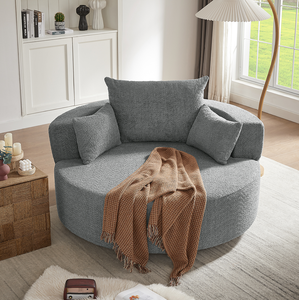 Sillón Redondo Moderno Giratorio de 360° con 3 Cojines Extraíbles, Ecológico e Impermeable para Sala de Estar, Oficina en Casa y Hotel - Product Image 1