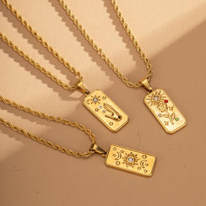 Vintage Goud Roestvrij Staal Touw Ketting Kubieke Zirkoon Charme <span class=keywords><strong>Tarot</strong></span> Bloem Helios Ster Hanger Ketting Decoratie - Product Image 6