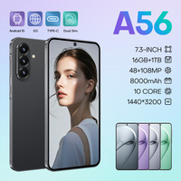 Desain Baru 2026 A56 Bingkai Aluminium 7.3'' Tipis 5g 16+1tb 5000mah 108mp Makro  90hz Smartphone  5g Smartphone