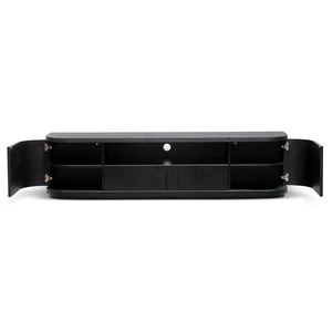 NOVA Modern Black <span class=keywords><strong>2M</strong></span> Unidad de centro de entretenimiento estriado Muebles de madera maciza Soporte de <span class=keywords><strong>TV</strong></span> para muebles de sala de estar Gabinetes laterales - Product Image 4