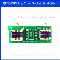 Support de test double QFN8 multifonctionnel pour puces WSON8, MLF8, DFN8, DIP8 avec couvercle rabattable 6 * 8 mm, 5 * 6 mm – Support de brûlage