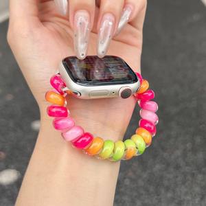Bracelet IVANHOE arc-en-ciel dégradé pour Apple Watch, bracelet élastique souple pour <span class=keywords><strong>iWatch</strong></span> 11 10 9 8 SE, 42 49 46 45 41 44 mm - Product Image 4