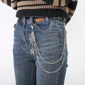 Chaîne de taille style punk multi-couches en métal avec pendentif toile d'araignée pour hommes et femmes, chaîne décorative hip-hop en jean, alliage de zinc blanc K - Product Image 2