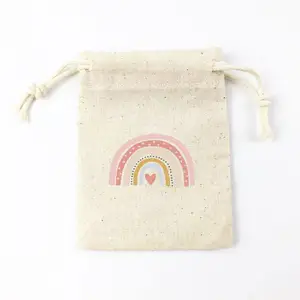 Pochette à cordon de serrage, emballage cosmétique, sac en coton et en lin, sacs en toile personnalisés avec Logo