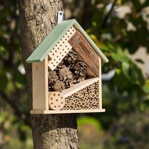 Wooden Insect House Rectangle Hanging Outdoor Decorative Garden Ornament With <b>Pinecones</b> And Tubes For Pollinators - Product Image 1