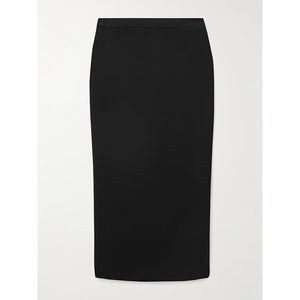 تنورة عصرية متوسطة الطول من الساتان بخصر مرتفع تسمح بالتهوية للربيع كاجوال أنيق أسود متين وأنيق بكشكشة سادة مصبوغة من الشيفون الشائع - Product Image 4