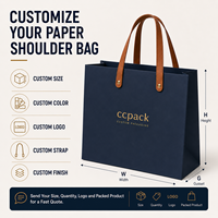 Sacs à bandoulière en papier personnalisés avec logo Ccpack, poignée en PU bleu foncé de luxe, rivets durables, emballage cadeau haut de gamme écologique pour la vente au détail