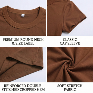 Camiseta Corta de Verano Personalizada, Ajustada, Cómoda, Mezcla de Spandex/Algodón, Manga Corta, Lisa, de Bajo Costo, Fabricante de Camisetas para Mujer - Product Image 3