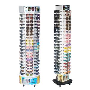 Présentoir rotatif pour lunettes de soleil avec roulettes, support à <span class=keywords><strong>4</strong></span> faces pour magasin et centre commercial, grande capacité 80 paires, tour optique mobile - Product Image 6