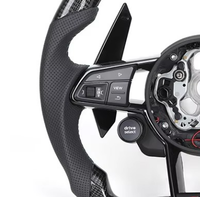 Volant en cuir semi-perforé et fibre de carbone avec LED pour Audi A3 A4 A5 A6 C6 C7 C8 B8 B9 RS3 RS5 RS7 S3 S4 S5 Q3 Q5 Q8 – Nouveauté