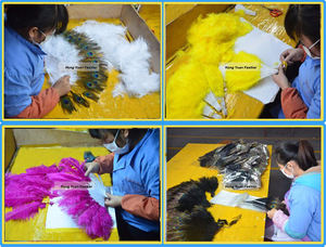 Abanico Grande de Plumas de Avestruz Rojas Hecho a Mano para Boda, Carnaval y Baile Burlesque, Suministros para Fiestas - Product Image 4