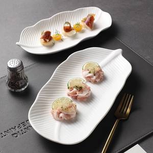 จานขนมรูปใบไม้เซรามิกดีไซน์ทันสมัยสำหรับโรงแรมอุปกรณ์รับประทานอาหารปลาซูชิเค้กขนมหวานบาร์บีคิว - Product Image 2