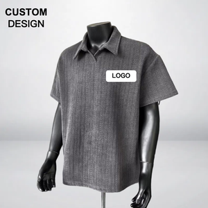 T-shirt pour homme de style rétro américain Demi-manche avec jacquard pour <span class=keywords><strong>col</strong></span> <span class=keywords><strong>polo</strong></span> Old Money Style Short Solid Wheat Pattern - Product Image 1