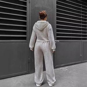 Ensemble sweat-shirt et pantalon pour femme OEM, coupe slim, printemps-automne, tenue décontractée streetwear, logo par transfert thermique - Product Image 2