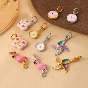 Colgante de acero inoxidable de formas mixtas para hacer pulseras, accesorios de joyería DIY, patrón de ojo de demonio de flamenco - Product Image 2