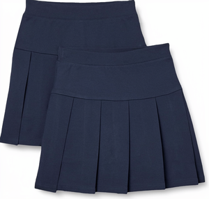กระโปรงนักเรียนสีกรมท่าแบบจีบ ผ้าทอ สำหรับนักเรียนประถม - Product Image 1