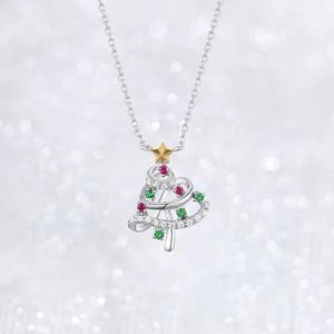 Collana con ciondolo a forma di albero di Natale per donna, regalo colorato per le festività, gioielli da indossare tutti i giorni - Product Image 1