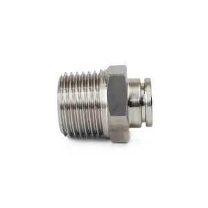 PC Series Stainless Steel Straight Quick Connector One Touch Pneumatic Air Tube Hose Quick-plug Push In Fitting