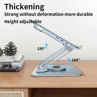 Support d'ordinateur portable pliable en alliage d'aluminium avec hub USB 360° °   Support portable rotatif et réglable pour ordinateur portable et tablette pour MacBook