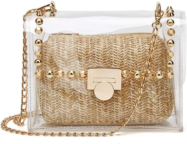 2023 Purse Stadium Approved Crossbody Handbag Lady PP Woven Style Beach Bag Shopping Pu Shoulder Bag