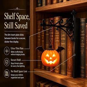 Mini Bookshelf Lamp Vintage Led Hanging Lantern With Bookends For Library Decor <b>Wireless</b> Book Nook <b>Light</b> Black Shade - Product Image 5