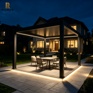 RKOVE Motorized <b>Retractable</b> Louver <b>Pergola</b> Aluminum Bioclimatic Patio Gazebo Outdoor Waterproof - Product Image 1