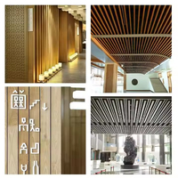 Azulejos de techo decorativos para interiores modernos, acabado de Color de madera de Metal, techo deflector acústico falso de aluminio cepillado insonorizado