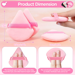 Houppettes de <span class=keywords><strong>maquillage</strong></span> triangulaires en velours floqué doux, respectueuses de la peau pour une manipulation facile, avec logo personnalisé, pour poudre visage - Product Image 4
