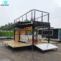 Remorques alimentaires mobile 18 à deux étages avec terrasse restaurant mobile concession barbecue snack crêpes